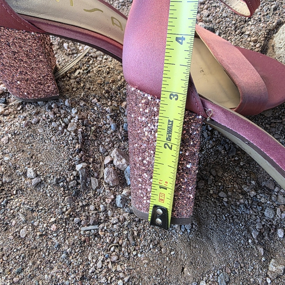 Unisa Pink Satin Glitter Heels Size 6.5 - Picture 9 of 9